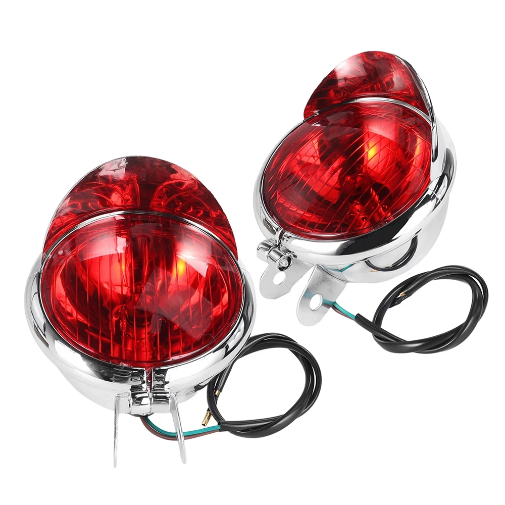 2x Chrome Red Lens Motorcycle Driving Passing Spot Fog Light Front Headlight For Harley Honda Touring Bobber Chopper Custom